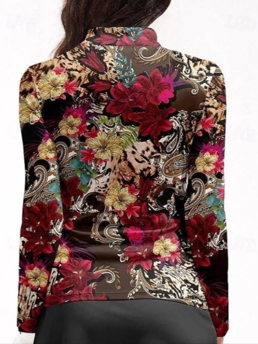 Floral Long-Sleeve Golf Jersey - Burgundy Multi - Picture 4 of 9